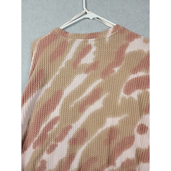 Code X Mode Pink Brown Waffle Knit LS Tie Front Sweater Women's Plus XXL Stretch - Picture 7 of 12